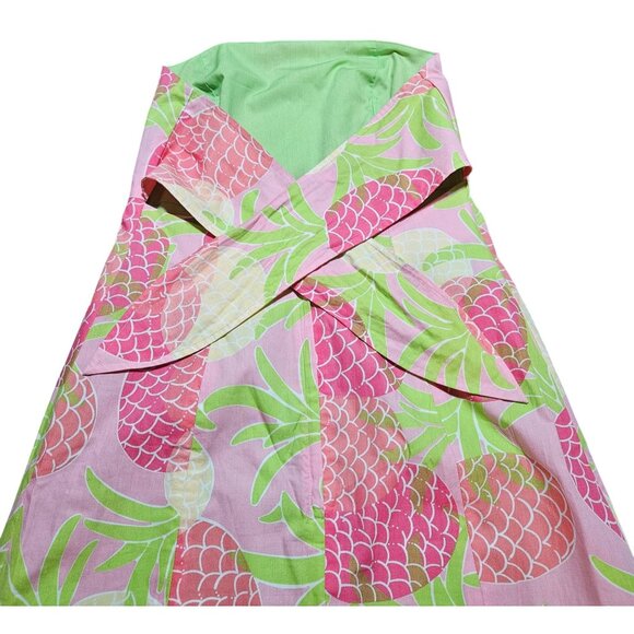 Lilly Pulitzer Strapless Pink & Green Pineapple Print Dress Spring Pastel Preppy - Picture 3 of 15